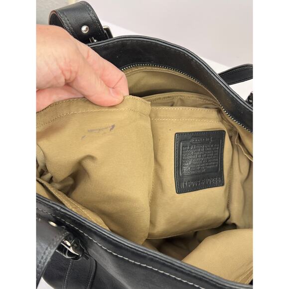 Authentic Coach Hampton Large Black Leather Tote Bag Purse F063-F10288 - Picture 10 of 16